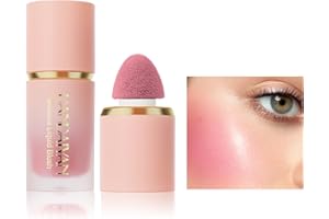 HQDA Matte Cream Blush Soft Lightweight Liquid Blush for Cheeks Natural Looking Color Long-Wearing Smudge Proof Pink Liquid Blusher Makeup (1#)