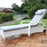 ABSOLUT WETTERFEST - Das außerordentlich robuste Polyrattan ist das perfekte Material für eine Ganzjahresliege und hält Regen, Schnee und Frost perfekt Stand. Auch nach zahlreichen Sonnenstunden bleicht der Farbton nicht aus.