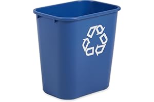 Rubbermaid Commercial Products rechteckiger Recycling-Behälter 27 Blau – Abfalleimer/Papierkorb für unter den Schreibtisch, Innenraumbehälter für Haushalt und Büro – FG295673BLUE