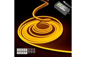 Balabaxer Striscia luminosa Giallo al neon, 16.4ft/5m 12V DC 600 SMD2835 LED impermeabile, per la decorazione interna ed esterna