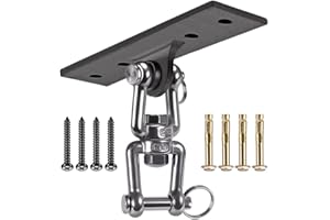 Dolibest Percha para Bolsas Pesadas, Gancho de Montaje en Techo de Pared con rotación de 360°, Soporte de Vigas de Madera, Sistemas de Entrenamiento de Fuerza de Peso Corporal, Columpio y Hamaca de