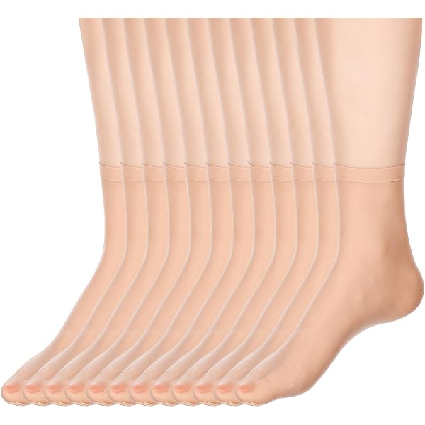 Lot De 12 Paires Chaussettes Nylon Femme Transparentes – Soyeuses, Fines 10 Den, Semelle Coton Antidérapante, Idéales Pour Escarpins Et Talons Hauts