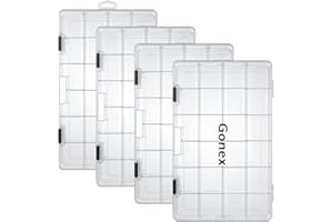 ‎GONEX Gonex Köderboxen Angeln, Tackle Boxes 3/4 Stück, Transparente Kunststoff Angelbox mit Verstellbaren Trennwänden für Angelzubehör, Angelkoffer, 18/24 Gitter