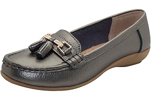 JO & JOE Women Leather Flat Loafer Ladies Casual Comfy Slider Low Wedge Heel Work Shoes