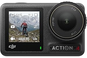 DJI Osmo Action 4 Pack Estándar: cámara de acción sumergible 4K/120 fps con un sensor de 1/1.3 pulgadas, gran rendimiento con poca luz, color D-Log M de 10 bits, batería duradera de 1770 mAh