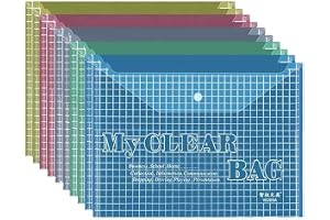 MOMENT 12 Pack Plastic File Folders, A4 Size Clear File Document Folder with Snap Button, Plastic Envelopes Reusable File Bags Poly Document Folders for School Home Office, Multicolor