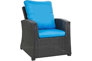 SETGARDEN Coussins pour fauteuils de jardin - Doux et confortable, parfaits pour meubles en rotin, chaises relaxantes et canapés d'extérieur - Ensemble de - Assise + Dossier (Bleu)