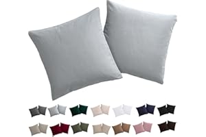 ‎SOIFOX Soifox Kissenbezug 40x40 2er Set - Kopfkissenbezug 40 x 40 Grau 100% Mikrofaser bügelfrei & knitterfrei mit Reißverschluss