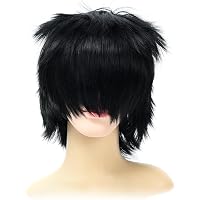 Luxiremi Cosplay Anime Wig Black Short Hair for Men Women Carnival