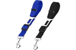 SLFYEE 2Pcs Cinturon Seguridad Perro Coche Cinturon Perro Coche Ajustable Arnés Correa para Perros con Correa de Conector para Enganche Fácil para Gatos, Perros, Cualquier Mascota