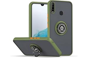 JIEZUIMEI Funda para Huawei P30 Lite Carcasa, Ultra Delgado Mate Translúcido Antigolpes Dura PC + Suave Silicona TPU Bumper Estuche Case con 360 Grados Anillo iman Soporte Verde del ejército
