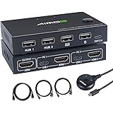 AIMOS KVM Switch, 2 In 1 Out Umschalter Aktie Monitor Maus Tastatur HDMI Switcher 4K @ 30Hz für Laptop, PC, PS4, Xbox, Kann M