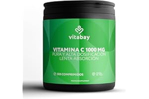 Vitabay Vitamine C 1000 mg - 500 Comprimés de Vitamine C Naturelle à Libération Prolongée - Végane sans Additifs et à Haute Dose - Avec Bioflavonoïdes d'Agrumes - Vérifié en Laboratoire