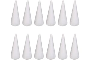 Dickly 12 Pezzi Coni in Schiuma Artigianale Coni in Polistirolo Decora l'Albero di Natale per Vacanze, Centrotavola, Pittura, 20 cm