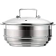 Le Creuset 3-Ply Stainless Steel Multi Steamer Insert with Glass Lid, for use with 3Ply Stainless Steel Pans, 16 cm to 20 cm, 96201900001000