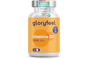 GLORYFEEL Vitamina D3 2000UI - 400 Tabletas (+1 año) - Vitamina D Colecalciferol - Respalda Huesos, Dientes, Músculos y Sistema Inmunológico - Probado en laboratorio, sin aditivos