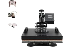 YESUITME Heat Press Machine 38 X 38 cm 5 in 1 T-Shirt Press Mug Printing Machine Multifunctional Heat Press 360 Degree Swivel Press Machine for T Shirt Mug Hat Cap Plate Transfer Printer (38x38cm 5in1)