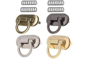 KanDery 4PCS Oval Twist Turn Lock, Purse Lock, Thumb Turn Lock, DIY Catch Buckle Clasp for Bag Making Book Leather Fabric Handbag Wallet