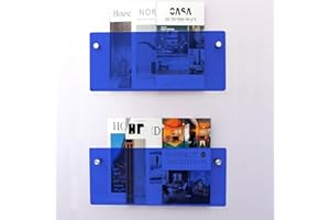 Gwezmxs Modernes Zeitungsständer Wand Acryl, Acrylregal Bücher Regal, Magazine Holder, 2 Stück, 30x15cm - Blau