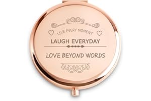 QUSTGO Inspirational Gift for Women Girls Her, Personalised Compact Mirror for Adult Teen, Custom Encouragement Small Mirror for Christmas, Secret Santa, Stocking Filler, Graduation, Birthday