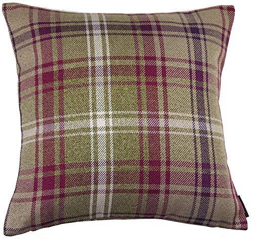 McAlister Textiles Angus Cushion Cover | Mulberry Purple + Green Tartan Plaid Check Decorative Squar McAlister Textiles Angus Cushion Cover | Mulberry Purple + Green Tartan Plaid Check Decorative Squar
