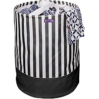 PrettyKrafts Laundry Bag for Clothes, Collapsible Laundry Storage, Toys Storage, (45 L), Black Stripes