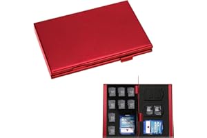 Ikadiya Porta Schede Memoria, Porta Sd 18 Slot Porta Schede, Compatta E Portatile, Memory Card Case [Rosso]