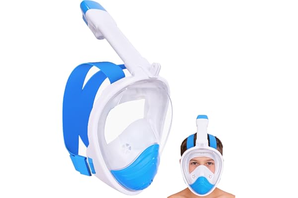 Wsobue Dykmask för Barn, Helmask Snorkelmask Anti-Dim, Anti-Läck Lätt Andning Torr Top Snorkel Set för barn i åldern 5-14