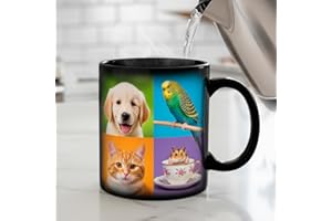 Personalised Magic Mug that Changes Color with Temperature | Solidarity Purchase | Magic Mug for Coffee Personalized with Photo and Text | Up to Three Photos | Original Mug for Gift