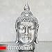dasmöbelwerk Großer Buddha Kopf Figur Feng Shui Deko Lotus Asia Skulptur FROSTSICHER Garten 6 Farben (60 cm MZ, Silber Antik)