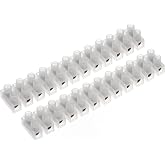 AUKENIEN 10A Electric Terminal Blocks Double Row Electric Screw Terminal Block 12 Way 10 Amp White for Connecting Electrical