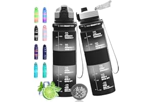 Expansea Botella Deportiva de 500ML/1L, Botella deportiva con escala de capacidad, Material tritán sin BPA, Botella agua para sport, gimnasio, bicicleta, exterior, escuela, gimnasio, camping