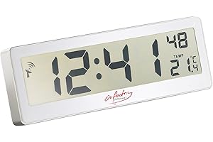 infactory Radio Clock With Large Display: Compact Radio Clock With Huge XXL LCD Display And Temperature Display (Digital Radio Clock, Large Display)