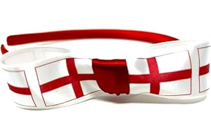 England St George Flag Headband – Red & White Bow Hairband England Football Fan Accessory for Euros, World Cup, Matches & Par