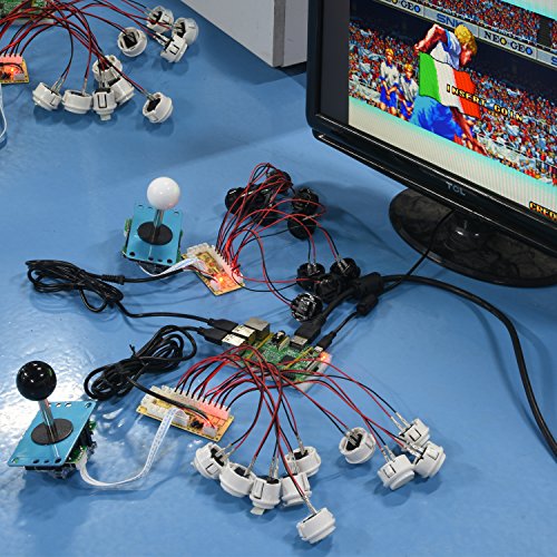 Quimat Joystick Arcade de 2 Jugadores para Raspberry Pi y Window  Joystick con Placa   Cable USB   Cable de Joystick para Mame Jamma Videojuego