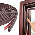 Esufeir 49Ft/15M D-Shape Rubber Door Sealing Strip Upvc Window Weather Stripping for 2.5-6mm Gap,Self Adhesive Soundproofing Front Door Frame Insulation Seal Draft Excluder,Noise Wind Blocker,Brown
