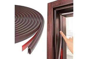 Esufeir 19.7Ft/6M Marrón Goma Burlete Puerta Tira Sellado Ventana,Autoadhesivo Pvc Junta Cinta Insonorizar Aislante Frio para Marcos de Puertas Entrada Casa,Puerta Corredera Madera Aluminio