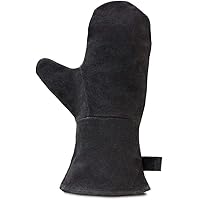 achilles Kaminhandschuh mit Thermoisolierung Ofenhandschuh aus Leder Grillhandschuh Feuerfest Schwarz