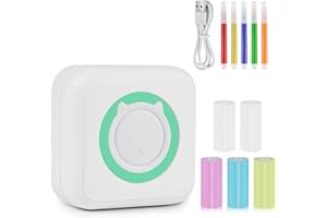 GuKKK Mini Stampante Fotografica, Mini Stampante Termica,Stampante Fotografica Istantanea Portatile, Mini Stampante Termica Bluetooth con Ricarica USB Stampante, per Note, Diario, Elenco
