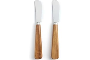 LacusMare Acacia Wood Handle Butter Knife Set of 2 – 17cm Stainless Steel Spreader Knife – Ergonomic Butter Spreader & Jam Knife for Afternoon Tea – Spreading Knife for Toast, Sandwich & Charcuterie