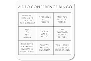 HUXTERS Video Conference Office Bingo Card Coaster - Funny Novelty Gift – Secret Santa and Office Quarantine Birthday Gifts for Colleagues – Lockdown Gifts – Social Distancing Alcohol Gift (9 cm x 9 cm)