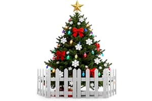 Cabilock Recinzione Dell'albero Di Natale, Staccionata Di Legno Bianca per Bambini, Miniatura Recinzione Giardino, Cani Da Compagnia, Decorazioni Di Natale, Nozze E Recinto Da Giardino, 1,2m