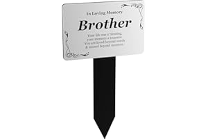 OriginDesigned Brother Memorial Remembrance Plaque Stake - Silver and Black Acrylic, Waterproof, Outdoor, Grave Marker, Tribute, Plant Marker