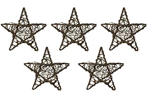 ABOOFAN Christmas Star Tree Topper 5Pcs 15cm Rattan Star Wreath DIY Craft Hanging Pentagram Shape Wreath Garland Frame Xmas Tree Ornaments for Wedding Autumn Holiday Shop Decor Grapevine Wreath