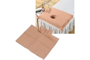 JONLAKI Cotton Massage Table Face Hole Towel, Massage Face Towel, Massage Bed Sheet, Soft Cotton Bed Cover Protector with Face Breath Hole, Table Cover for Massage(50 * 80cm-Light Tan)