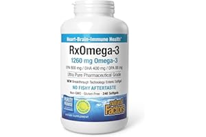 Natural Factors, Rx Omega-3 Fish Oil (Huile de Poisson), 630mg, avec EPA et DHA, 240 Capsules molles Enteripure, Sans Soja, Sans Gluten, Sans OGM