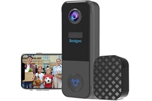 Timbre inalámbrico con cámara, Bextgoo 2K FHD timbre inalámbrico al aire libre, detección humana, sirena, audio bidireccional, visión nocturna, autonomía de 180 días, IP67, soporte Alexa