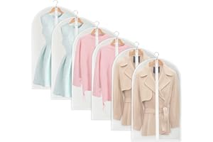 Phantasy® Kleidersack Anzug 6 Stück, Mottenschutz für Transparent Hochwertiger Kleidersäcke 60x100 CM mit Reißverschluss,Wasserdicht Staubschutz Schutzschild für Anzüge Kleider Sakkos Hemden