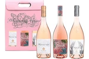 CHATEAU D'ESCLANS Stay at home Rose Wine bundle - Pack of THREE WINES in Gift Box - including Whispering Angel, Rose, Rock Angel and The Beach rose wine 750ml bottles.