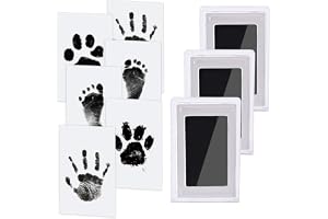 KASTWAVE Baby Handprint and Footprint Kit, 3 Baby Handprint Ink Pads, 6 Imprint Cards, Pet Paw Print, Inkless Print Kit Safe Non-Toxic for baby Feet and Hands, Family Keepsake